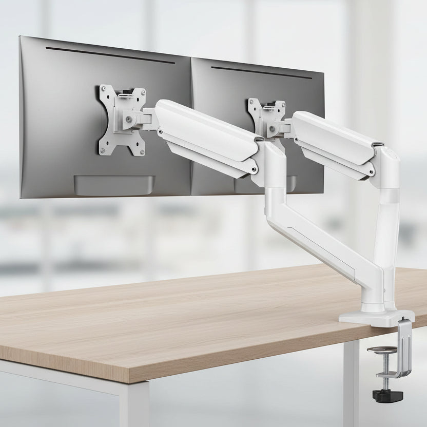 double support écran pc blanc