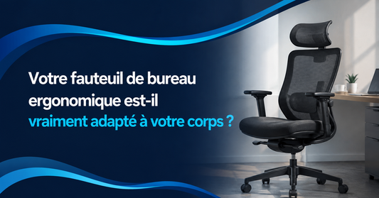 Fauteuil de bureau ergonomique réglable dans un espace de travail moderne, illustrant l’importance d’un siège adapté au corps et à la façon de travailler.