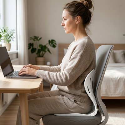 Coussin orthopédique lombaire | ErgoBalance™ sur chaise grise