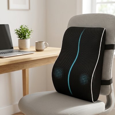 Coussin pour lombaires | DorsalPro™ sur chaise blanche