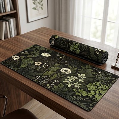 Grand tapis de souris | FloraPad™ sur bureau de bois