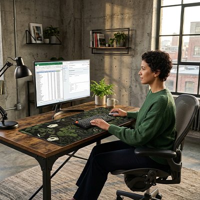 Grand tapis de souris | FloraPad™ sur bureau 
