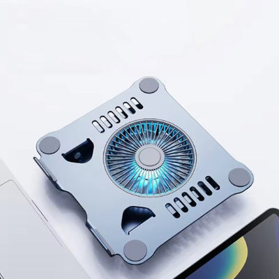Support Refroidisseur pc portable​ en aluminium avec ventilateur haute performance et hauteur ajustable. 