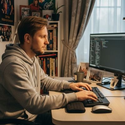 Repose poignet Ergonomique | MassageFlow noir sur bureu avec homme sur clavier