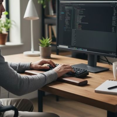 Repose poignet sur bureau en bois