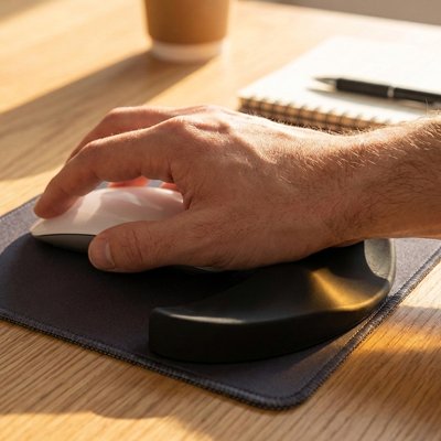 Repose poignet pour souris | ErgoNoir Pro™ sur tapis de souris