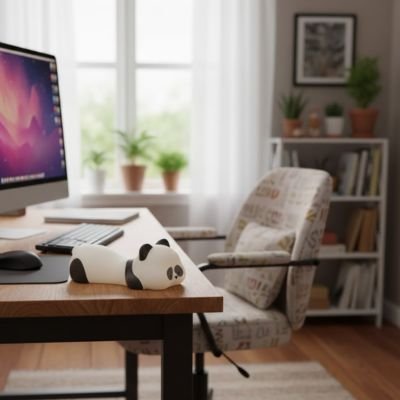 Repose poignets clavier | MiniZoo panda sur bureau
