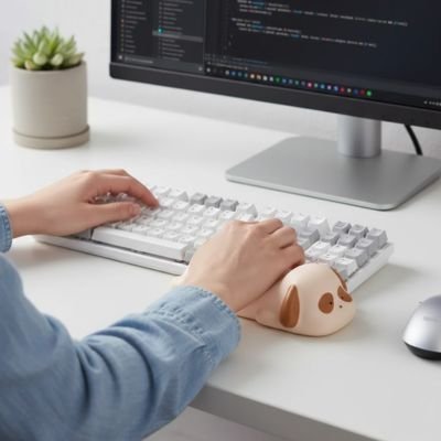 Repose poignets clavier | MiniZoo chien avec main dessu