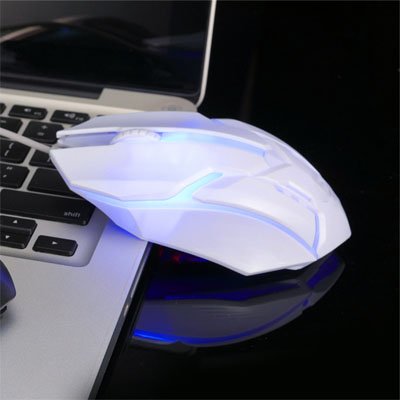 Souris ergonomique filaire | ClickForce™ blanche illumination bleu