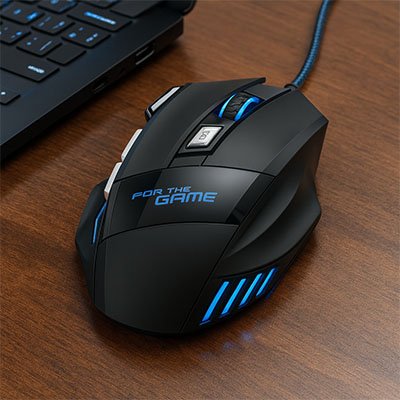 Souris filaire ergonomique | BattleMouse™ illumination bleu