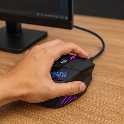 Souris filaire ergonomique | BattleMouse™ illumination violet