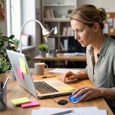 Souris pc portable| PrecisionMini™ bleu sur bureau 