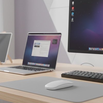 Souris pour pc sans fil | StudioMouse™ blanche sur bureau de travail