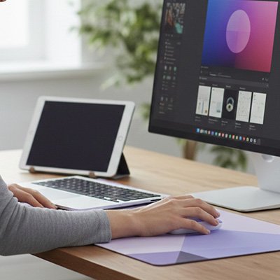 Souris pour pc sans fil | StudioMouse™ blanc sur bureau 
