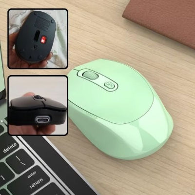 Souris sans fil | NovaClick™ vert sur bureau de bois
