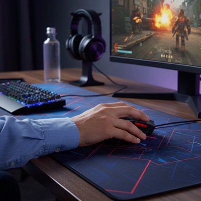 Souris sans fil gamer​ sur sous main 