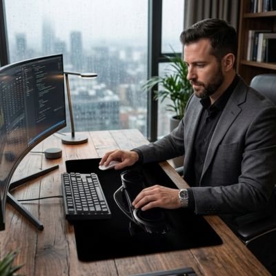 Sous main bureau EliteSurface™ sur bureau de bois