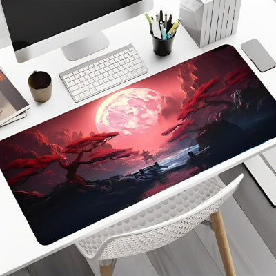 Sous main de bureau | Luna Sakura™ rouge sur bureau blanc