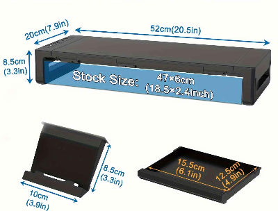 Support ecran pour bureau | SmartDesk™ noir avec dimensions des compartiment 