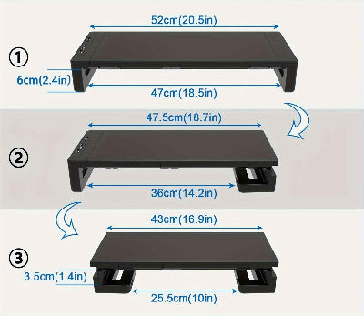 Support ecran pour bureau | SmartDesk™ noir avec dimension des pattes pliante