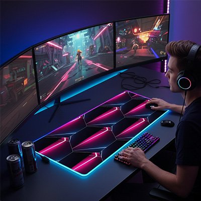Tapis de souris LED | Phantom LED Pad™ sur bureau