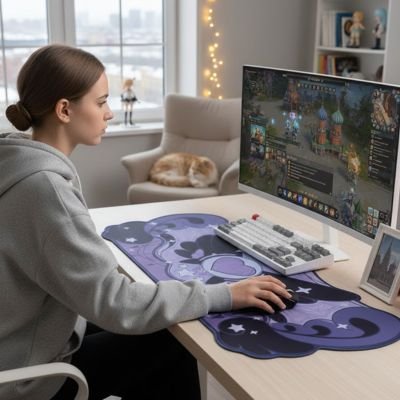 Tapis de souris XXL | Mystic Heart™ jeunne femme a son bureau