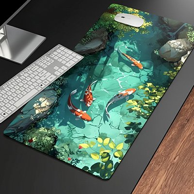 Tapis de souris XXL | Étang Impérial™ sur bureau noir