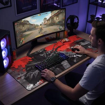 Tapis de souris gamer | ShadowStrike Pad™ sur bureau