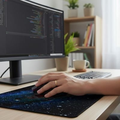 Tapis de souris gaming | CosmoGlide™ cosmic sur bureau