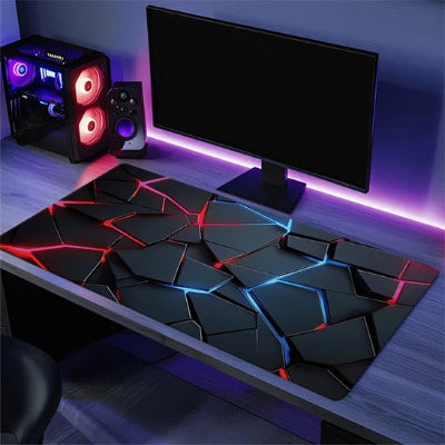 Tapis de souris pour gamer | HoloGrid™ sur bureau lumineux