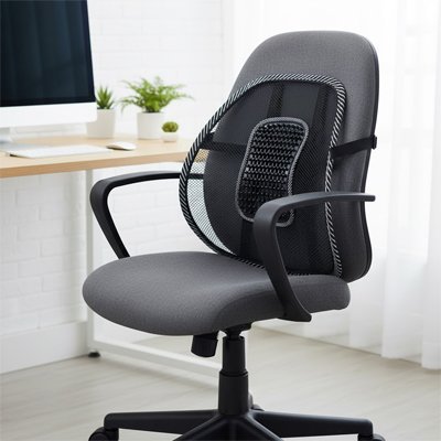 Coussin lombaire avec bille massage poser sur chaise bureau