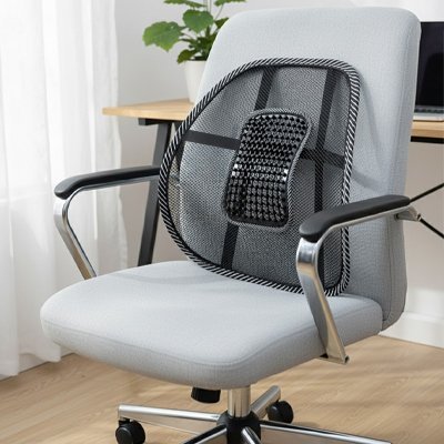 Coussin lombaire sur chaise bureau gris