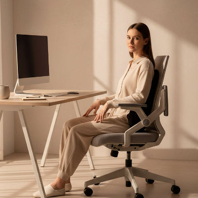 coussin de chaise de bureau | ComfortElite™ femme assis sur chaise de bureau