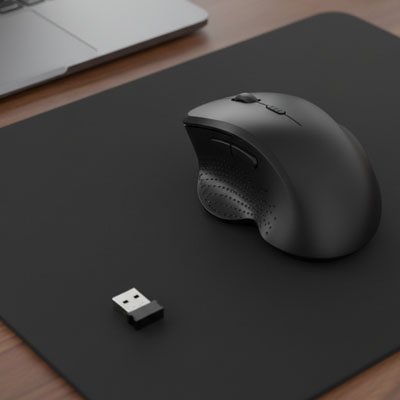 Souris ergonomique sans fil avec usb sur tapis