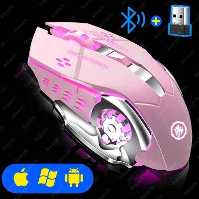 souris gamer sans fil rose