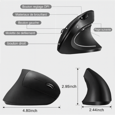 souris verticale ergonomique description bouttons et dimension