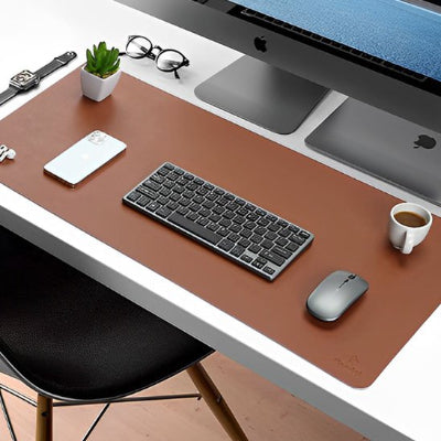 Grand sous main bureau Élégance Cuir PU brun