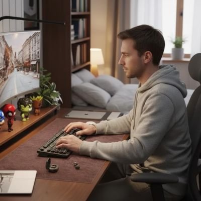 Sous main bureau marron fonce homme devant bureau