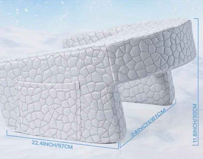 image avec les dimansion du support ordinateur portable pour le lit en Mousse Mémoire blanc