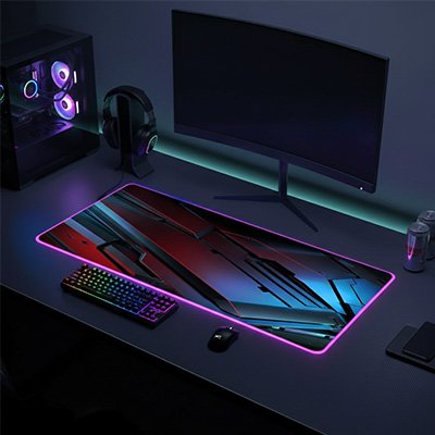 Tapis de souris LED SUR BUREAU NOIR